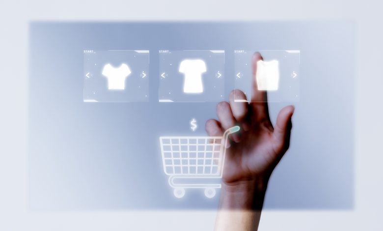 person adding clothes to cart closeup for online shopping campaign